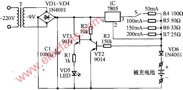 7805恒流充电电路