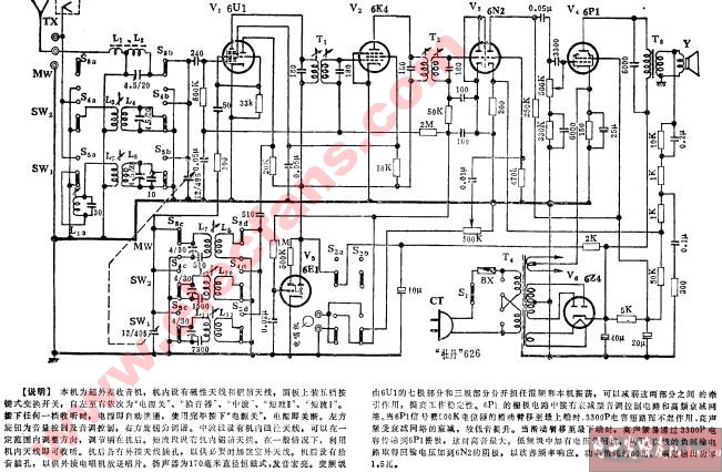 牡丹牌624e型交流六管三波段收音機 - 無線通信電子電路圖 - 電子發燒