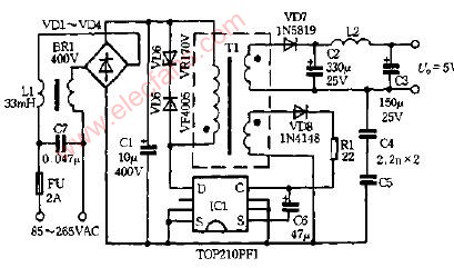 5v5w开关电源实际电路图