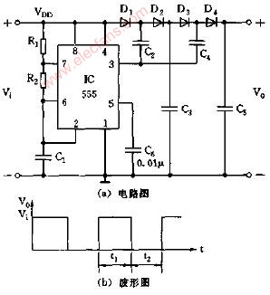 原理倍壓整流,可以把較低的交流電壓,用耐壓較高的整流二極管和電容器