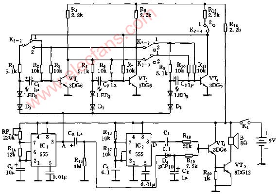 声光同步碰铃节拍器电路图