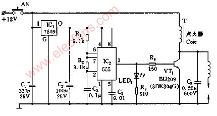 汽車電子點火器電路圖