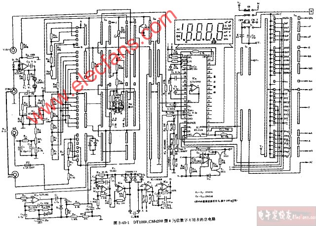 dt1000,cm4200型4,1 2位數字萬用表的總電路圖