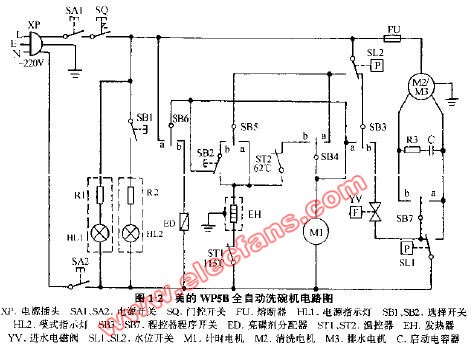 洗碗机水位开关接线图图片