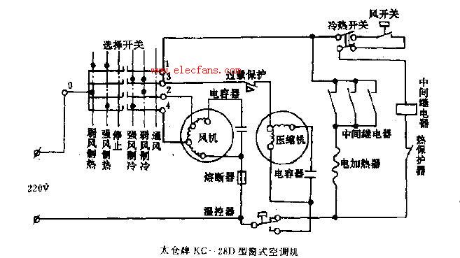 太仓牌kc28d型窗式空调机电路图