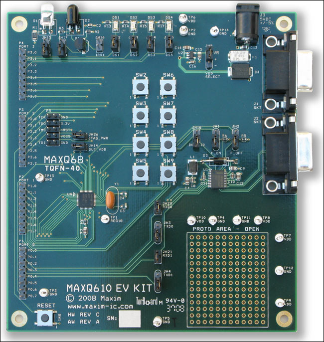 Figure 1 MAXQ610 EV kit.