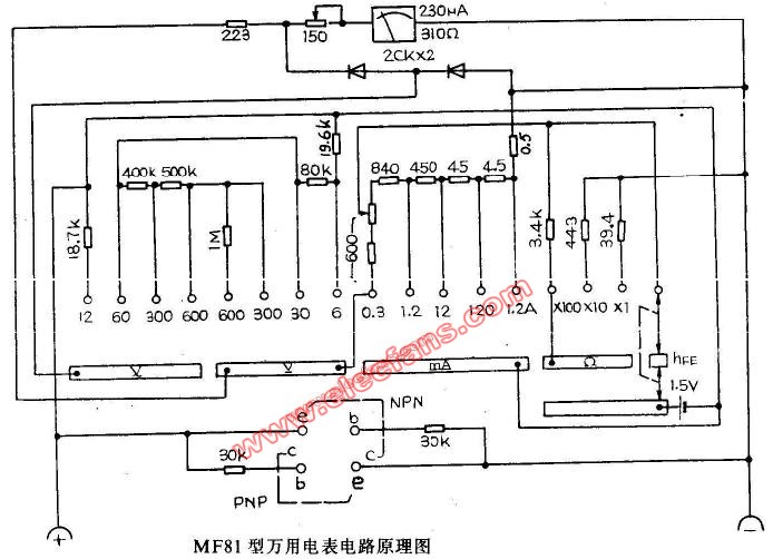 mf81型萬用表電路圖