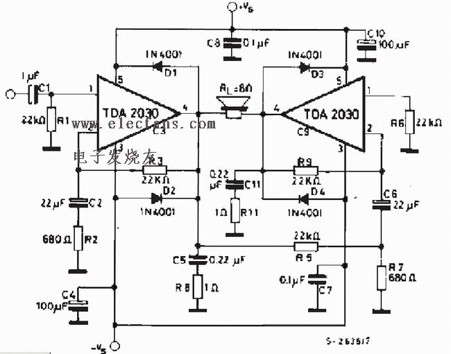 tda2030 btl功放電路圖