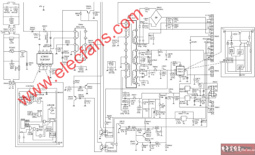 王牌tcl-dlp56r8光显背投彩电开关电源原理图