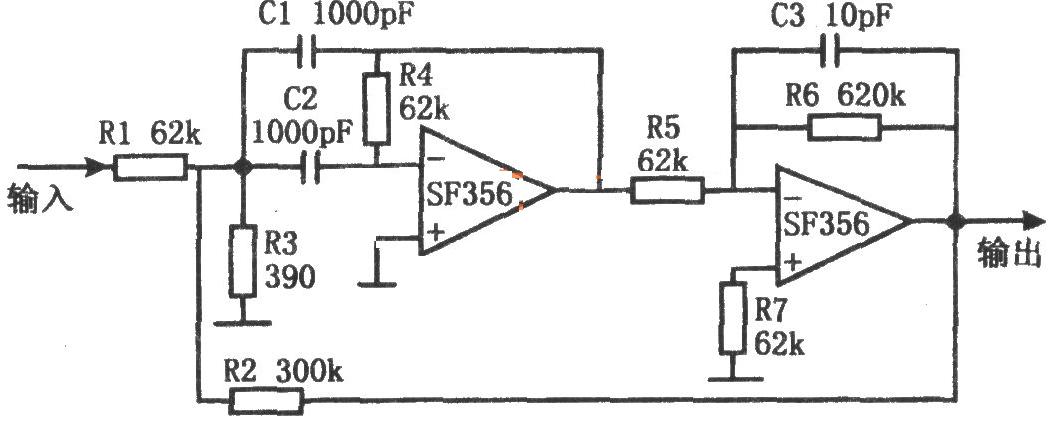 高q帶通濾波器(sf356)電路
