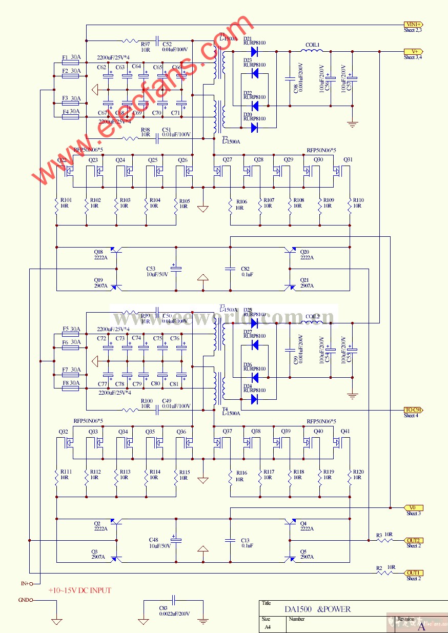 1500w的方波逆变器电路图