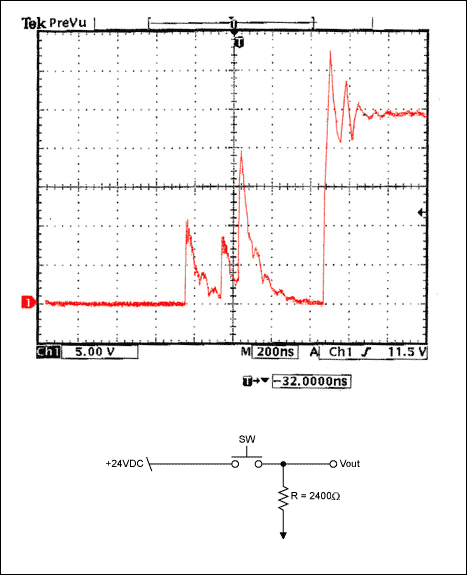 Figure 1. Switch contact bounce and test circuit.