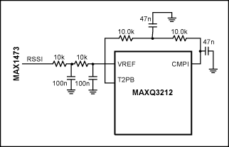 图9. 使用MAXQ3212上的比较器测量模拟信号强度。