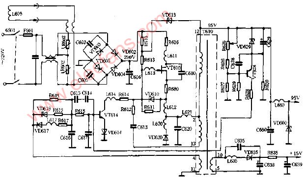 飛利浦彩色電視機開關電源電路圖