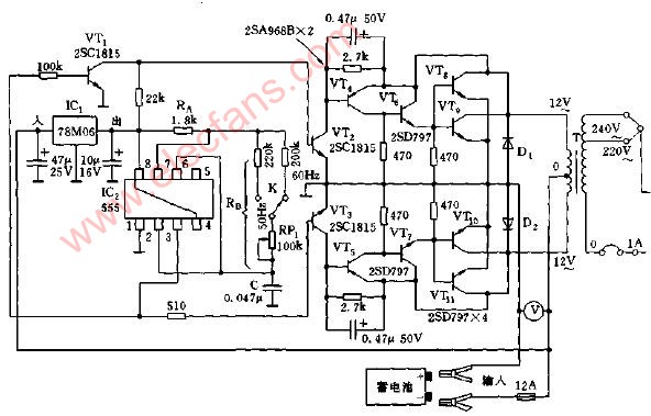 12v變220v電路圖 - 電源電路圖 - 電子發燒友網