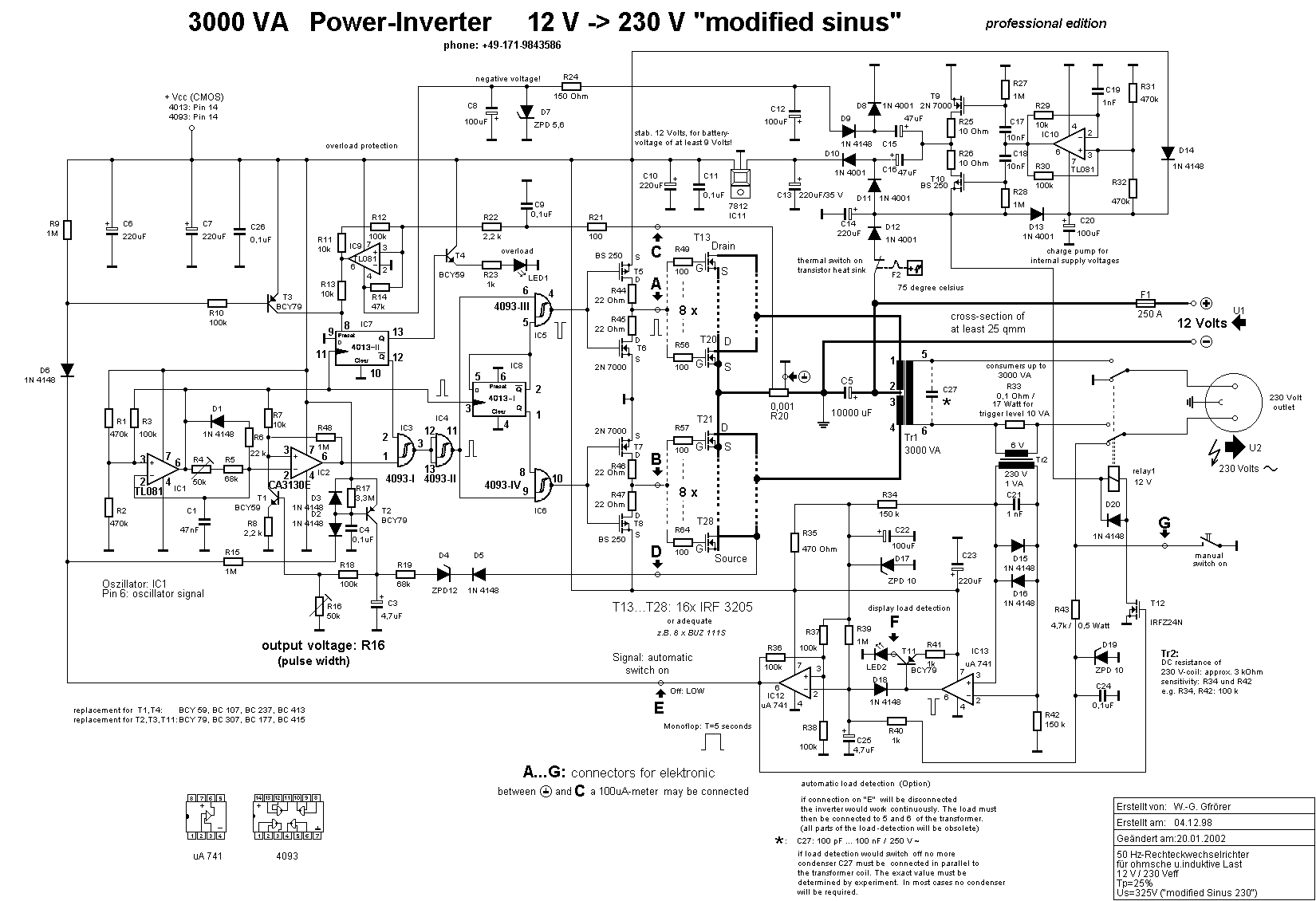 3000va/dc12v,ac230v逆变器电路图原理图