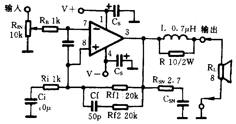 lm3875/lm3875t组成的功率放大电路