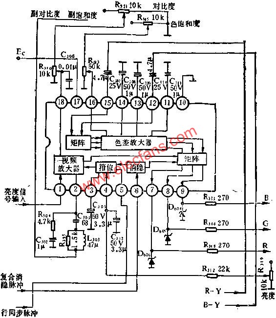 BJ5612方框图和外围电路图  www.elecfans.com