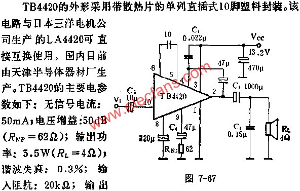 TB4420音频功率放大电路的应用  www.elecfans.com