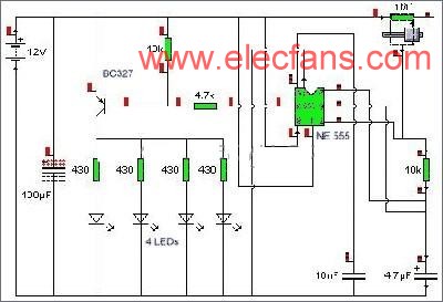 led頻閃燈電路 www.elecfans.com