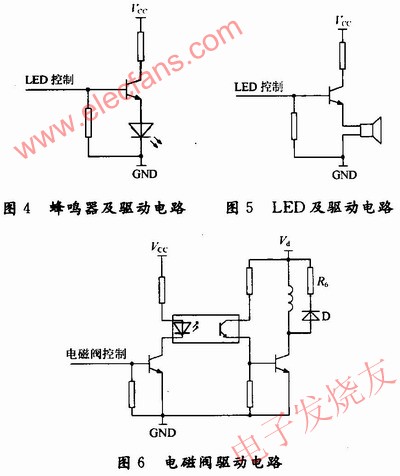 蜂鸣器及驱动电路，LED及驱动电路 www.elecfans.com