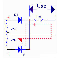 全波整流電路的工作原理,可用圖5-4 所示的波形圖說明.