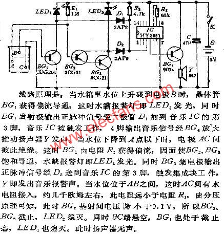 水满水缺音乐报警电路 www.elecfans.com