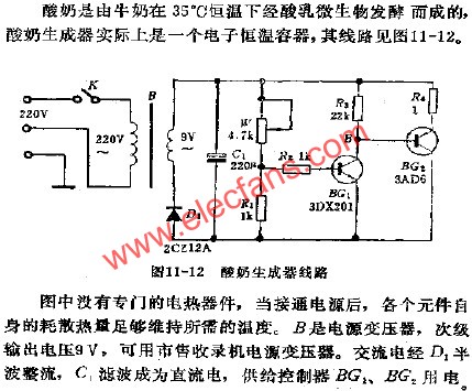 酸奶生成器电路  www.elecfans.com