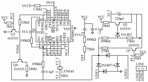 DTMF信号生成与呼叫及状态检测电路
