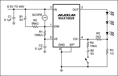 Figure 7. The test setup shown lets you measure transient die temperatures using an on-chip ESD diode. *EP indicates an exposed pad.驱动器