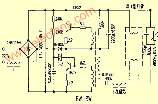 ew8w電子鎮流器原理圖