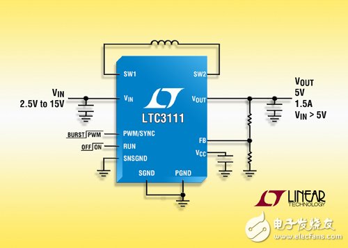 1.5A、15V 同步降压-升压型 DC/DC 转换器提供延长的电池运行时间