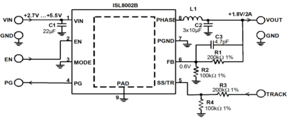  ISL8002B的典型应用原理图