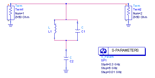 DCS频段输入滤波网络仿真原理图