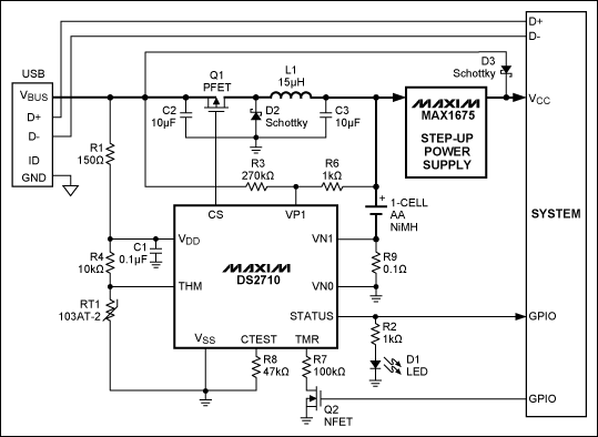 图12. USB供电的单节NiMH电池开关模式充电器