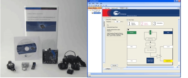 图2.  赛普拉斯半导体公司的CyClockWizard和CY3675-CLKMAKER编程器（电子系统设计）