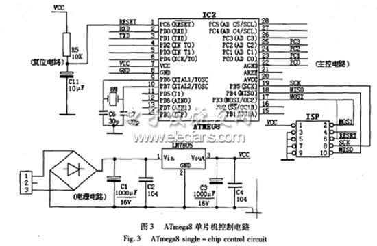 ATmega8单片机控制电路