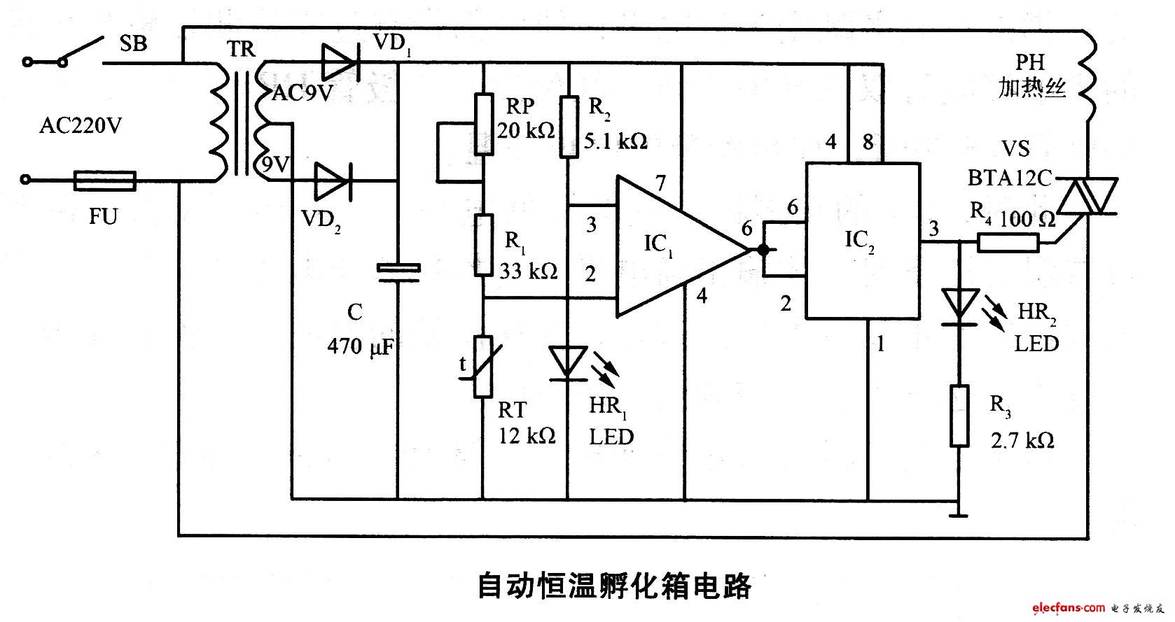 自动恒温孵化箱原理图