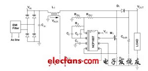 NCP1607驱动的应用段典型应用示意图