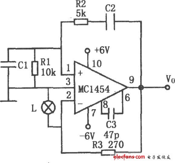 MC1454构成的文氏电桥振荡器电路