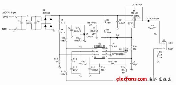 转移模式 SEPIC 发挥了简单 LED 驱动器的作用