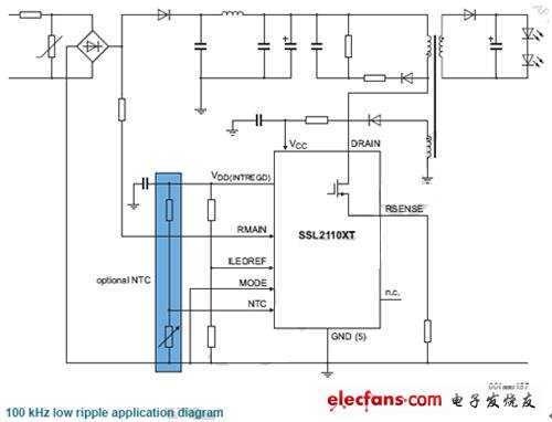 SSL2110X构成的100kHZ低纹波应用电路