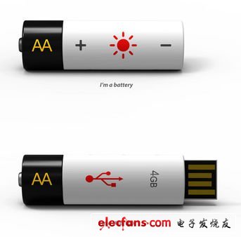 AA USB概念U盘现身 可变身AA电池