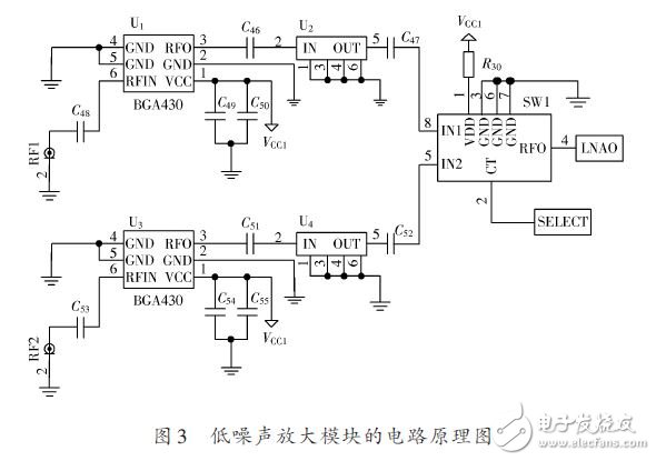 低噪声放大模块的电路原理图