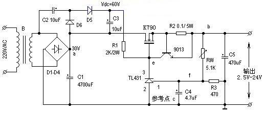 tl431可调稳压电路图图片