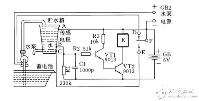 全自动化水塔供水电子电路设计图