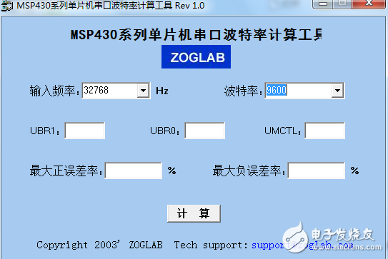 MSP430串口波特率计算器