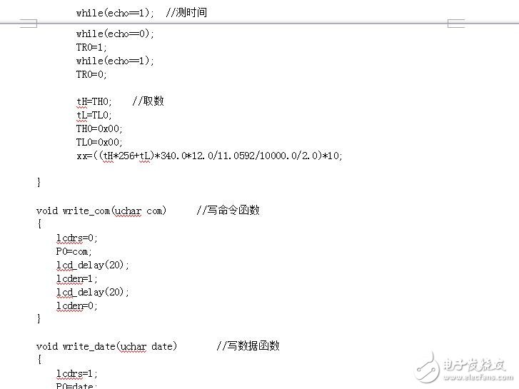 超声波测距液晶显示程序