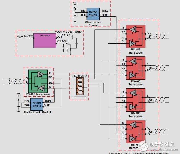 RS-485双向扇出集线器自动方向控制参考设计