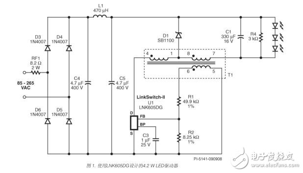 基于4.2 W非隔离LED驱动器（DER-186）